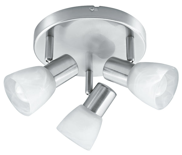 acquista Spot 3 Lumières Base Ronde Métal Chrome Diffuseurs Verre E14 Intec SPOT-MITO-PL3