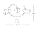 Faretti Tre Luci Spot Base Spirale Metallo Cromato diffusori Vetro E14 Intec SPOT-MITO-S3-4