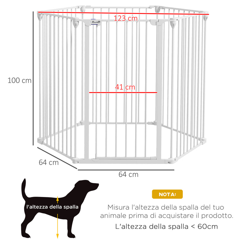 Cancelletto di Sicurezza per Animali Domestici 123x102x100 cm in Acciaio e Plastica Bianco-3