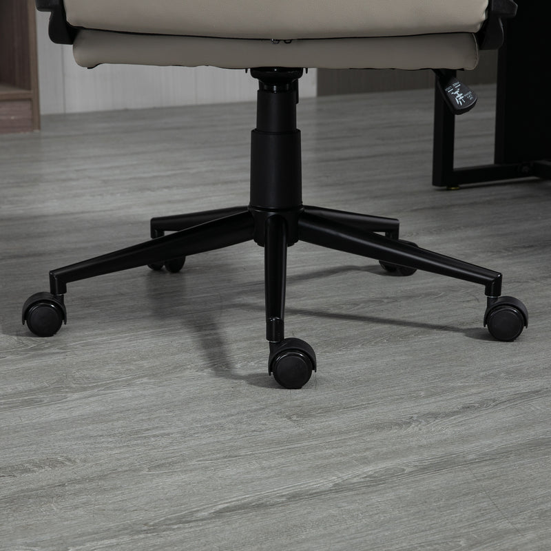 Sedia Poltrona Direzionale da Ufficio 64x69x108-118 cm in Similpelle Grigio Chiaro-9