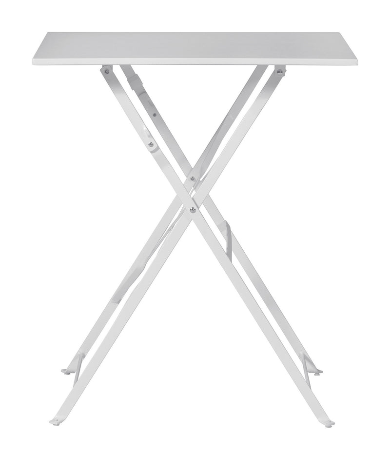 Tavolino Quadrato Pieghevole da Giardino 60x60x72 cm in Ferro Bianco-3