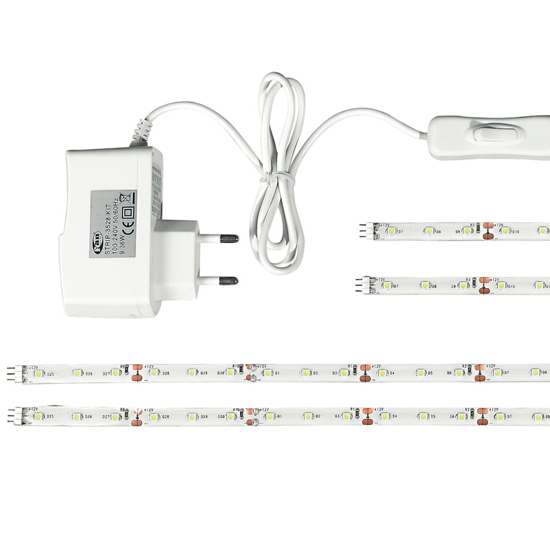 Kit Strip con Batteria e Adattatori Led 12 watt Luce Naturale Intec STRIP-3528-KIT-3