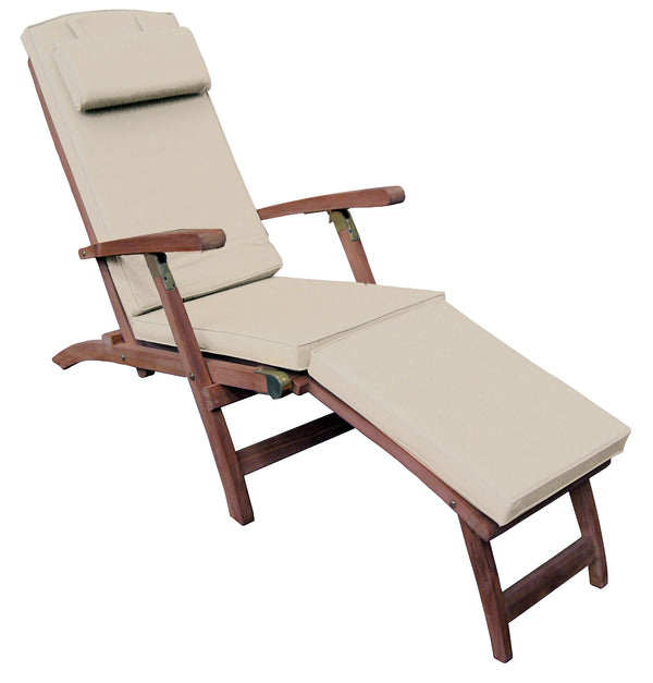 sconto Chaise longue de jardin en bois de teck avec coussin vapeur Vorghini