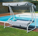 Dondolo 3 Posti da Giardino 200x125x166 cm in Ferro e Poliestere Grigio Chiaro-4