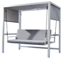 Dondolo Letto 3 Posti da Giardino 234x130x194 cm in Alluminio con Cuscini Grigio Chiaro-1