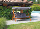 Dondolo da Giardino 3 Posti 190x120x180 cm in Legno con Cuscini Grigio-2