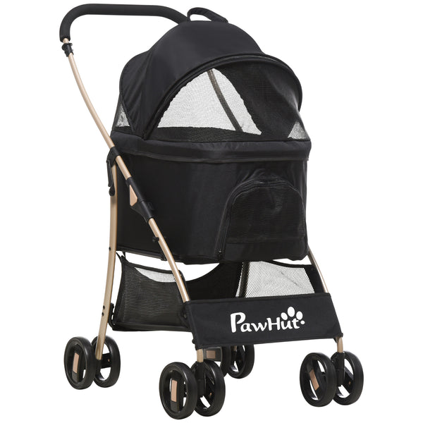 sconto Passeggino per Cani Pieghevole 82x49,5x98 cm con Tettuccio Nero