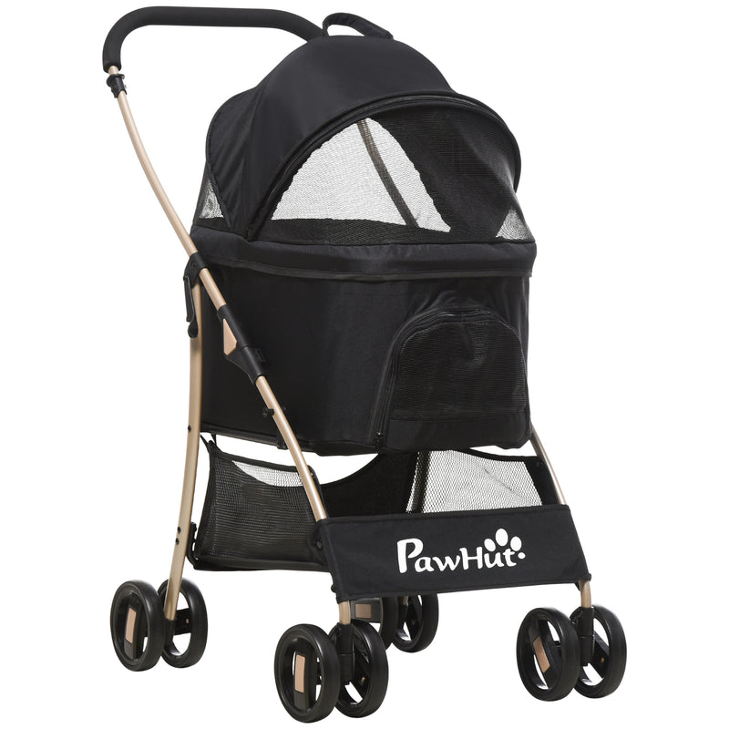 Passeggino per Cani Pieghevole 82x49,5x98 cm con Tettuccio Nero-1