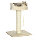 Albero Tiragraffi per Gatti 55x55x83 cm con Lettino e Pallina in Peluche e Sisal Beige-1