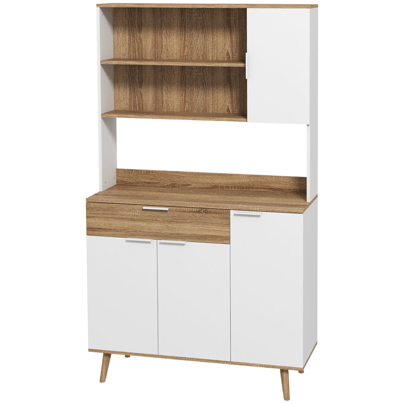 Credenza da Cucina 98x39x180 cm in Legno Truciolare Bianco e Legno-1