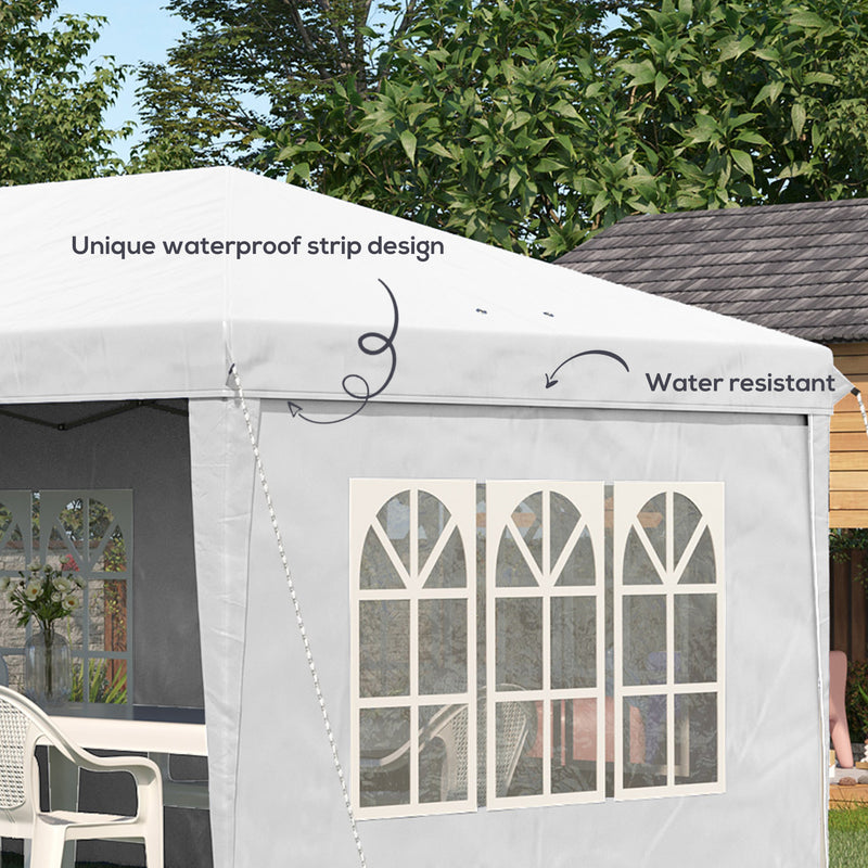 Gazebo da Giardino 5,85x2,95x2,7m in Acciaio e Poliestere Bianco-6