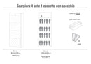 Scarpiera Salvaspazio 4 Ante con Specchio 1 Cassetto 20 Paia 63x164x29 cm Noce Stelvio-2