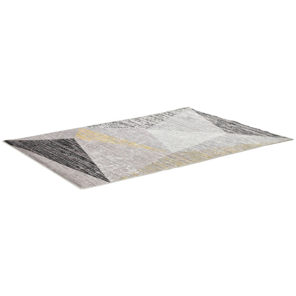 Tapis d'intérieur à poils ras 200x140 cm en polyester gris jaune blanc prezzo