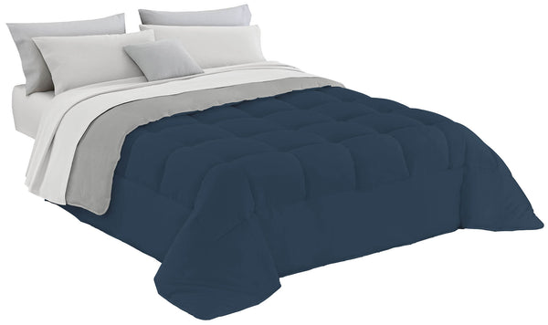 Couette Hiver en Microfibre 300gr Double Face Bleu Foncé/Gris Clair Différentes Tailles sconto