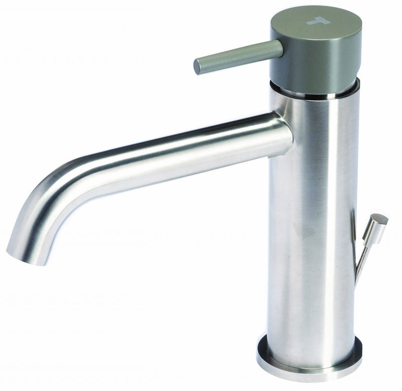 Rubinetto Miscelatore Monocomando Lavabo con Scarico in Acciaio Inox Maniglia Antracite-1