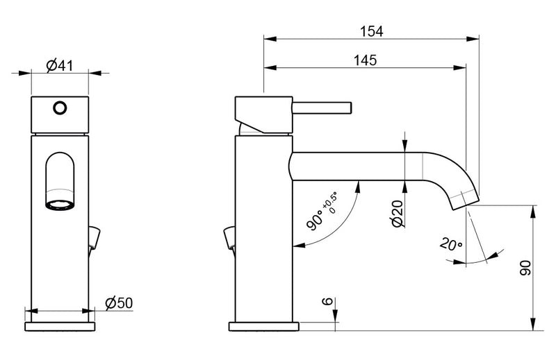 Rubinetto Miscelatore Monocomando Lavabo con Scarico in Acciaio Inox Maniglia Deserto-2