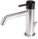 Rubinetto Miscelatore Monocomando Lavabo con Scarico in Acciaio Inox Maniglia Carbone-1