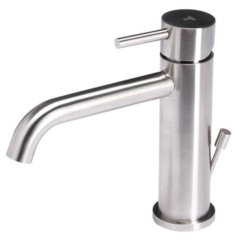 Rubinetto Miscelatore Monocomando Lavabo con Scarico in Acciaio Inox Satinato Nilo-1