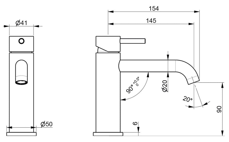 Rubinetto Miscelatore Monocomando Lavabo senza Scarico in Acciaio Inox Satinato Maniglia Antracite-3