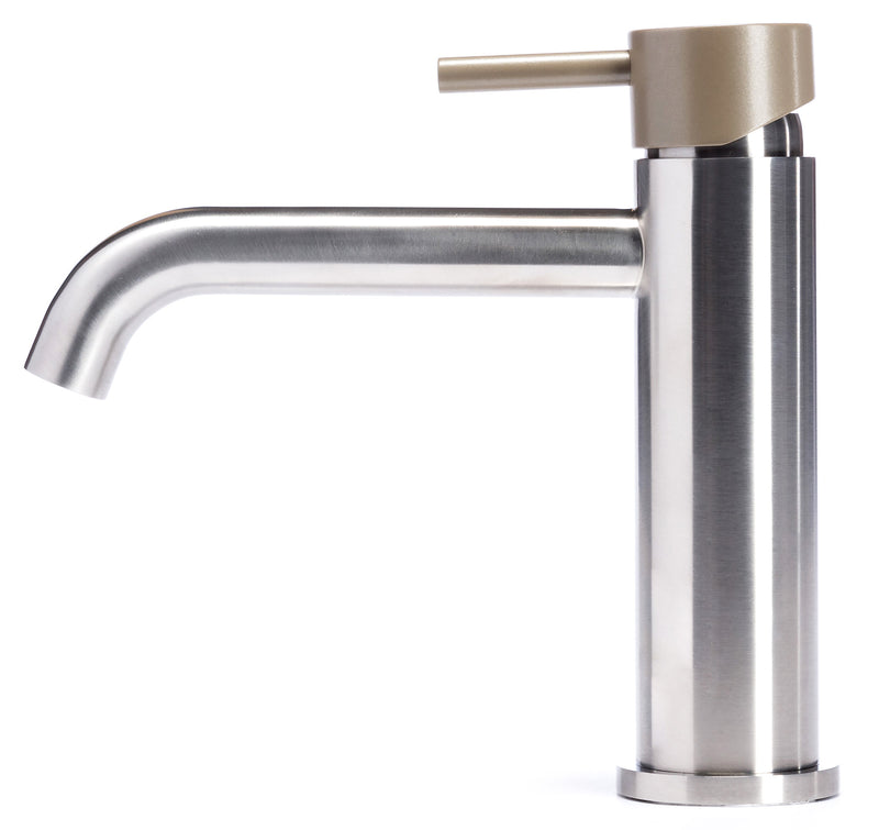 Rubinetto Miscelatore Monocomando Lavabo senza Scarico in Acciaio Inox Satinato Maniglia Deserto-2