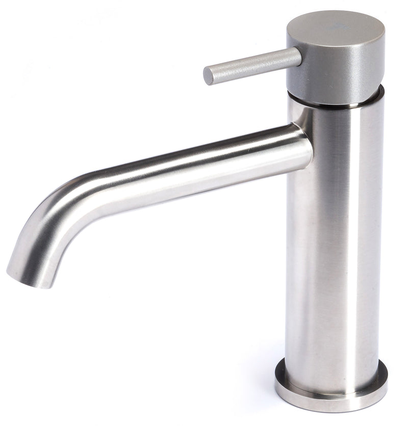 Rubinetto Miscelatore Monocomando Lavabo senza Scarico in Acciaio Inox Satinato Maniglia Roccia-1