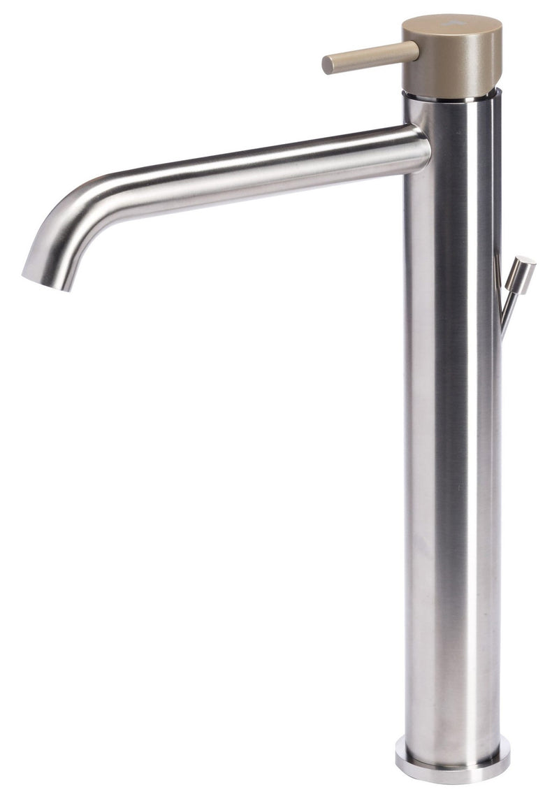 Rubinetto Miscelatore Monocomando Lavabo Alto in Acciaio Inox Maniglia Deserto-1