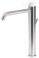 Rubinetto Miscelatore Monocomando Lavabo Alto in Acciaio Inox Maniglia Neve-1