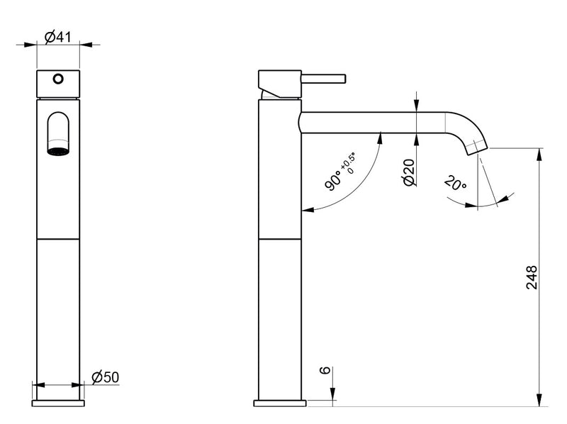 Rubinetto Miscelatore Monocomando Lavabo Alto in Acciaio Inox Satinato Maniglia Deserto-3