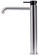 Rubinetto Miscelatore Monocomando Lavabo Alto in Acciaio Inox Satinato Maniglia Carbone-2