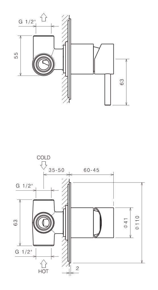 Rubinetto Miscelatore Monocomando Doccia ad Incasso in Acciaio Inox Satinato Nilo-2