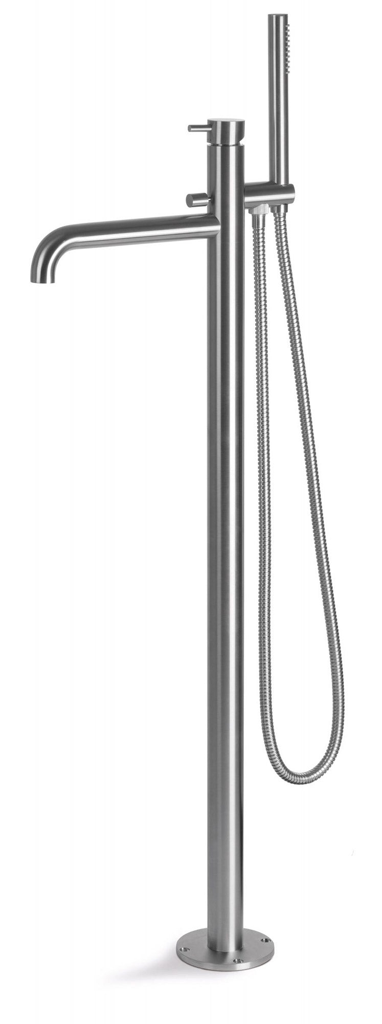 Miscelatore Freestanding per Vasca da Bagno con Doccino in Acciaio Inox Satinato Nilo-1