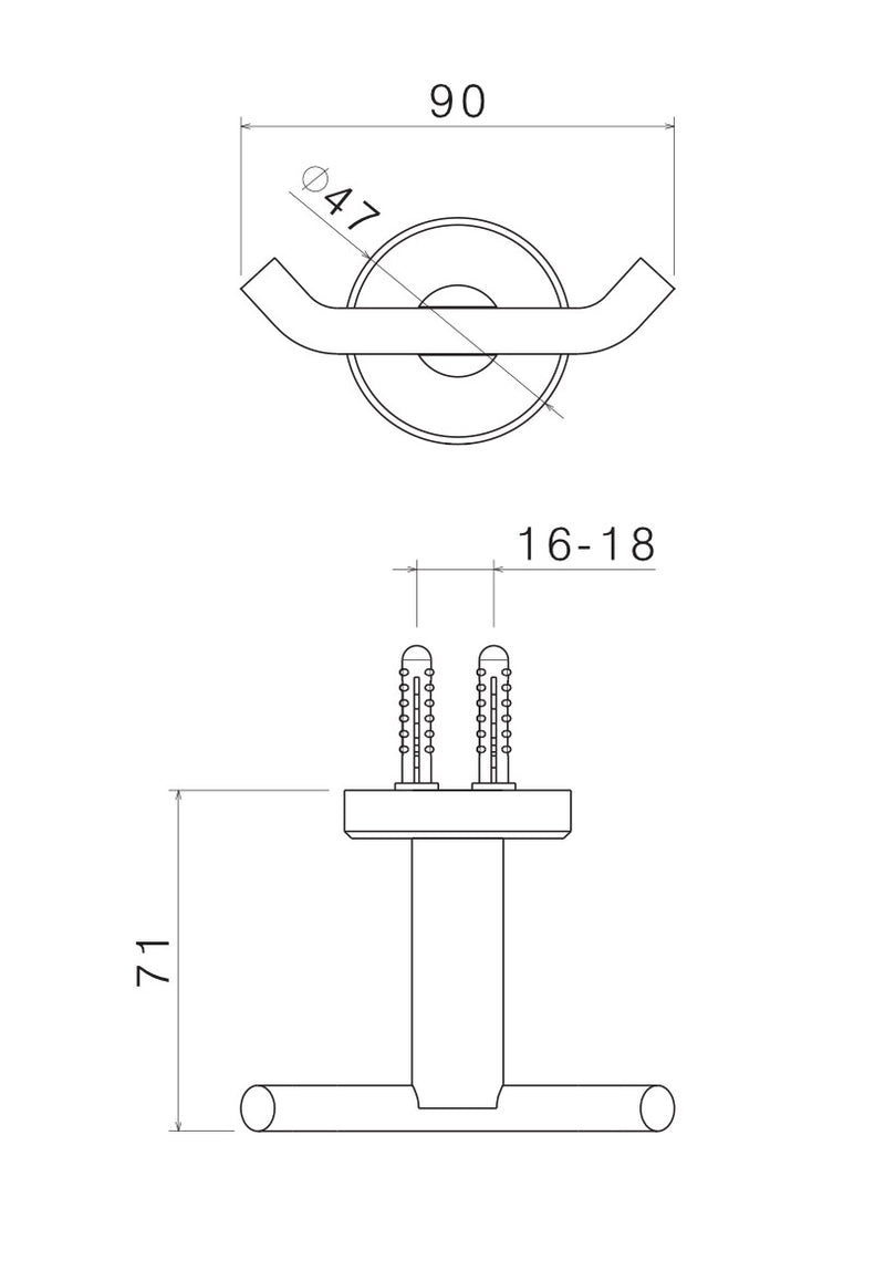 Appendino Bagno con Doppio Gancio in Acciaio Inox Satinato Nilo-2