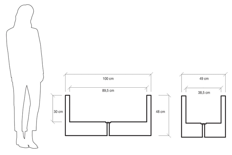 Vaso 100x48x48cm in Polietilene Vanossi Atlantis Avana-3