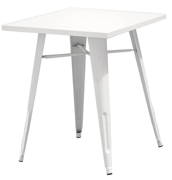 sconto Table de Jardin 60x60 cm en Tôle Galvanisée Vorghini Ivoire