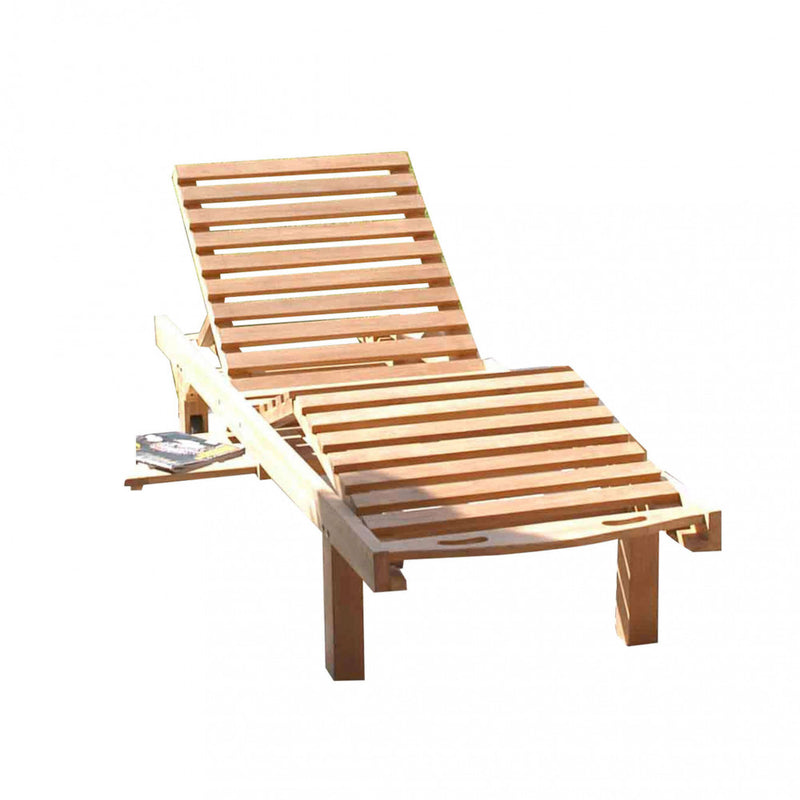 Lettino Prendisole da Giardino Lidia 65x208x35 h cm in Legno Marrone-1