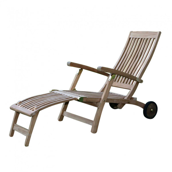 Transat de jardin 170x61 x97 h cm en bois marron sconto