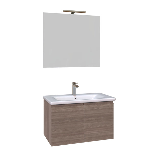 Meuble de Salle de Bain Suspendu 80 cm Bonussi Dorado Olmo Terra Lavabo et Miroir sconto