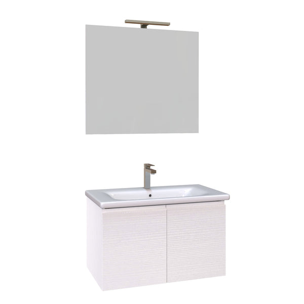 Meuble de Salle de Bain Suspendu 80 cm Bonussi Dorado Lavabo et Miroir en Mélèze Blanc acquista