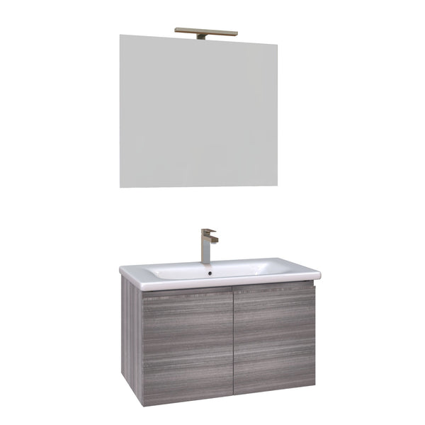 acquista Meuble de Salle de Bain Suspendu 80 cm Bonussi Dorado Gris Eucalyptus Lavabo et Miroir