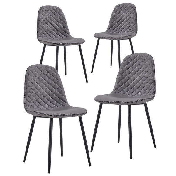 online Lot de 4 chaises 43x42x86 cm en beau simili cuir matelassé gris