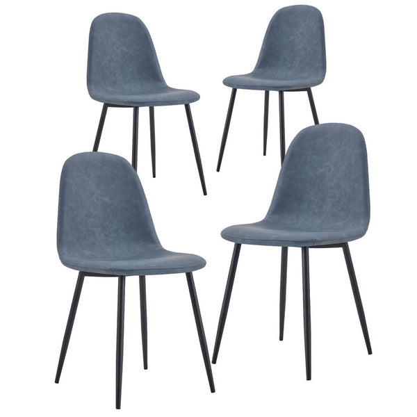 online Lot de 4 chaises 43x42x86 cm en simili cuir bleu Bella