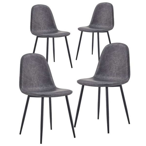 sconto Lot de 4 chaises 43x42x86 cm en beau simili cuir gris