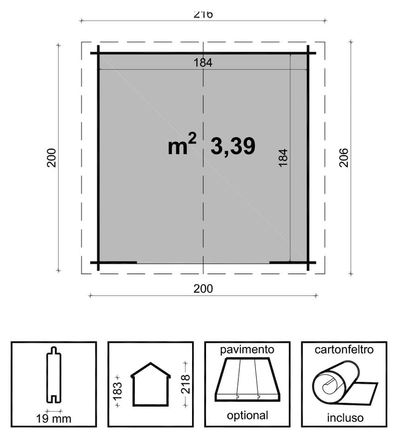 Casette Box da Giardino Porta Utensili 200x200 cm in Legno Giulia-6