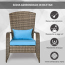 Sedia da Giardino 65x86x90 cm in Rattan e Acciaio Marrone e Blu-3