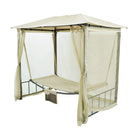 Dondolo Letto 3 Posti 237x155x217 cm con Copertura a Gazebo e Zanzariera Beige-2