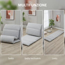 Poltrona da Terra 71x72x60 cm Schienale Reclinabile in Tessuto Grigio Chiaro-5