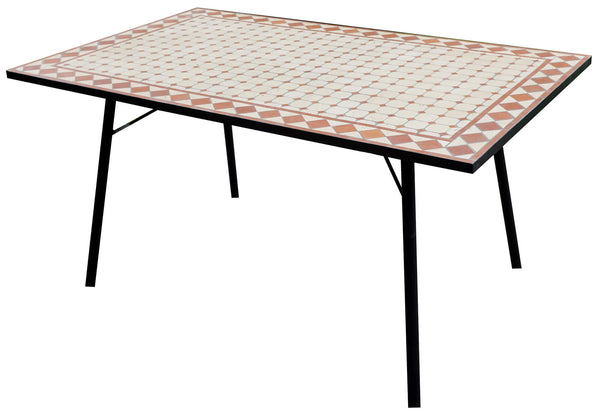 sconto Table de Jardin Rectangulaire 150x90cm en Fer Vorghini Mosaico