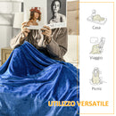 Coperta Reversibile 203x152x0,5 cm in Flanella 330 GSM Blu Scuro-5