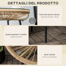 Tavolino Soggiorno Ø50x50 cm in Metallo e Rattan PE Beige-6