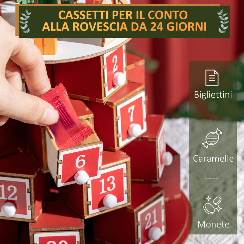 Calendario Avvento di Natale a Cono 22x22x35 cm Con 10 Luci a LED in Compensato-6